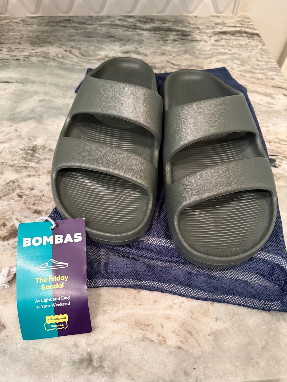 Bombas Olive Green Double-Strap Slides